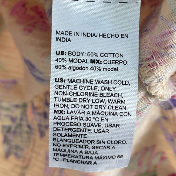 Chicos Womens XL Tropical Floral Elbow Sleeve Tee Crew Neck Shirt - Picture 7 of 14